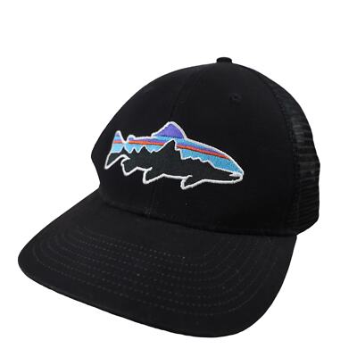 Patagonia Fitz Roy Trout Logo Mesh Trucker Hat Black | eBay