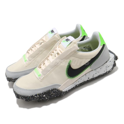 

Nike Waffle Racer Crater Pale Ivory Electric Green Black Women Casual CT1983-102, Цвет слоновой кости, Waffle Racer Crater