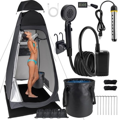 Buy Portable Camping Shower Kit 6ft Tent, 4000mAh Pump, 1500W Heater & Bucket