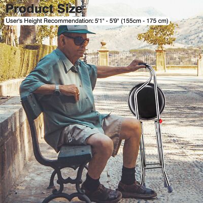 Yescom Medical Folding Walking Stick with Seat Portable Travel Cane Hiking Chair