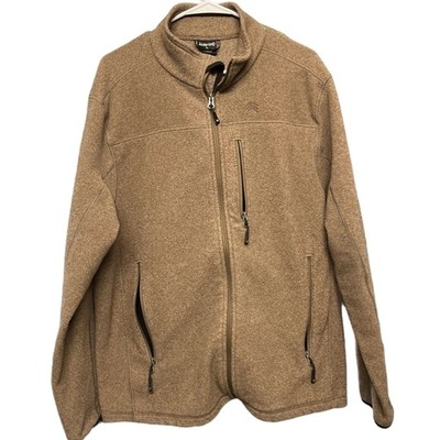 SOLARIS Men's Fleece Jacket Full Zip 3 Pockets Light Brown  Large