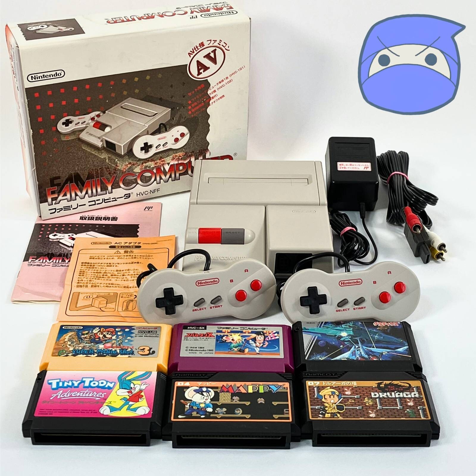 Nintendo New Famicom AV HVC-101 Console + 6 Game Set w/Box