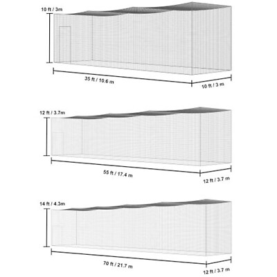 VEVOR 35/55/70 FT Softball Baseball Cage Netting Heavy PE Pitching Batting Net