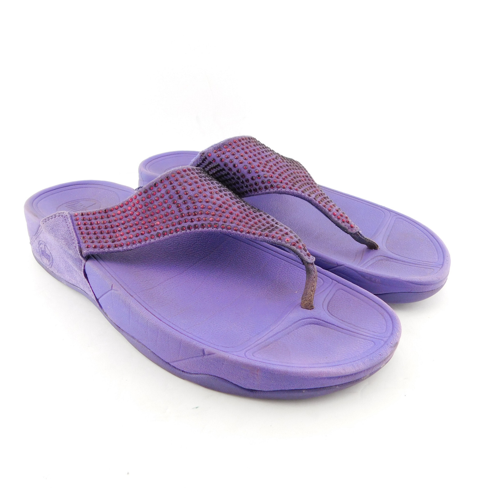FITFLOP Size 11 ROKKIT Purple Crystal Thong Sandals Shoes