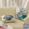 JEFERSO Nautical Coastal Pillow Covers 18x18 Set of 2 Blue Seashell Starfish Throw Pillows Summer Beach Themed Ocean Decorative Pillow Cases Outdoor Holiday Linen Cushion Case for Couch Sofa Decor