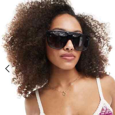 Quay Australia Sunglass Womens No Curfew Oversized Shield  Black Polarized NEW