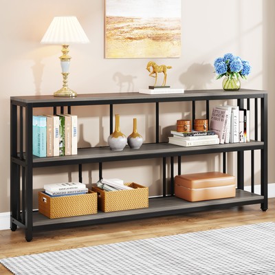 71'' Long Console Table with Storage Shelves, Narrow Sofa Table for Living Room