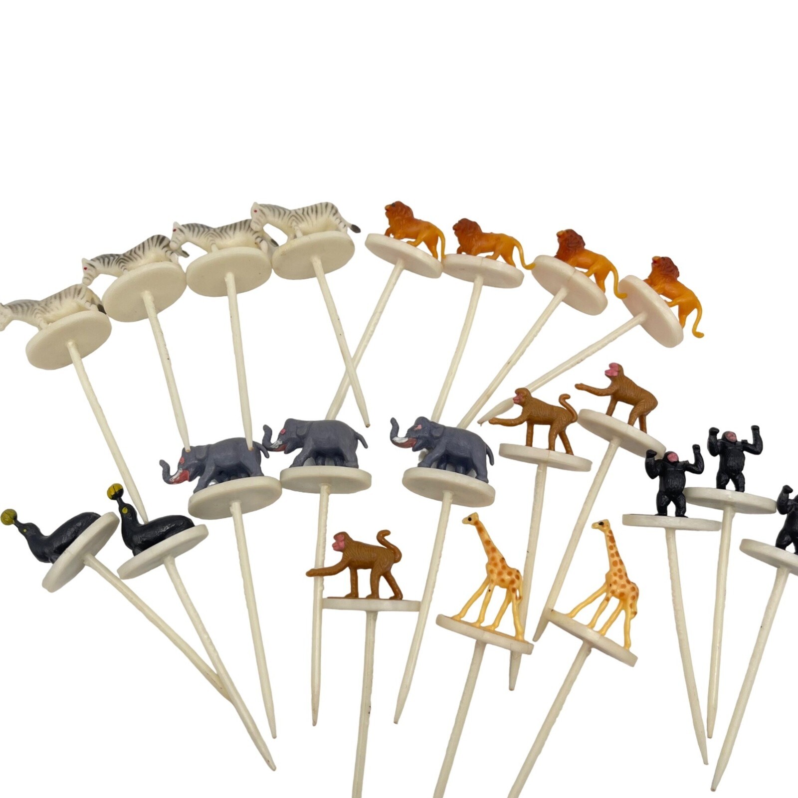 21 Vintage Animal Cupcake Cake Picks Topper Safari Zoo Elephant Gorilla Lion