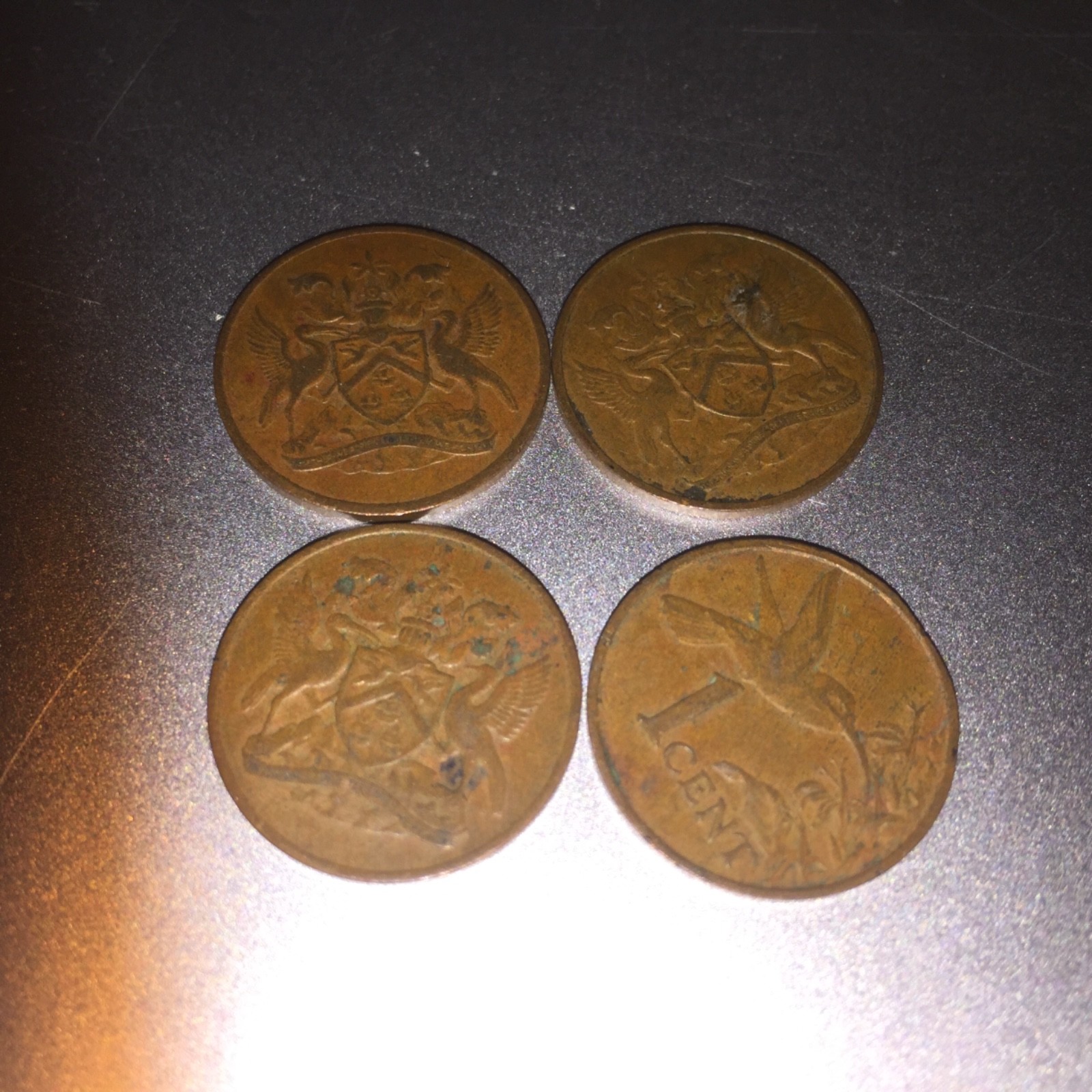 4 Trinidad & Tobago-1 Cent Coins Lot 1971,1972,1973 & 1976