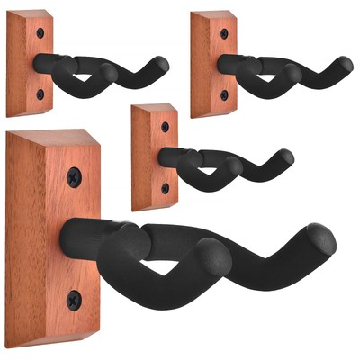 Guitar Wall Mount 4 Pack, Guitar Hanger with Rotatable Soft Hook for All Size...