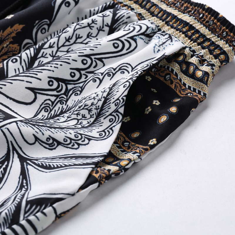 Men Summer Fashion Suit Leisure Orientation Printed Suit Hawaiian Beach Shirt