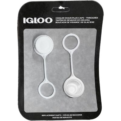 Cooler Threaded Drain Plug Caps with Plastic Tether 20049 White Small