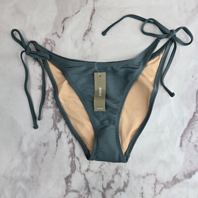 J Crew Swim Bottom Small Ribbed Curved Waist String Bikini High Cut Tie Suit 