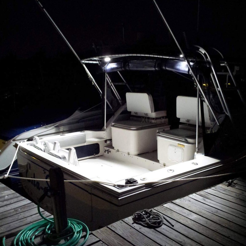 2 x Round Marine Boat LED Stern Light White Cabin Deck Courtesy Lamp Waterproof