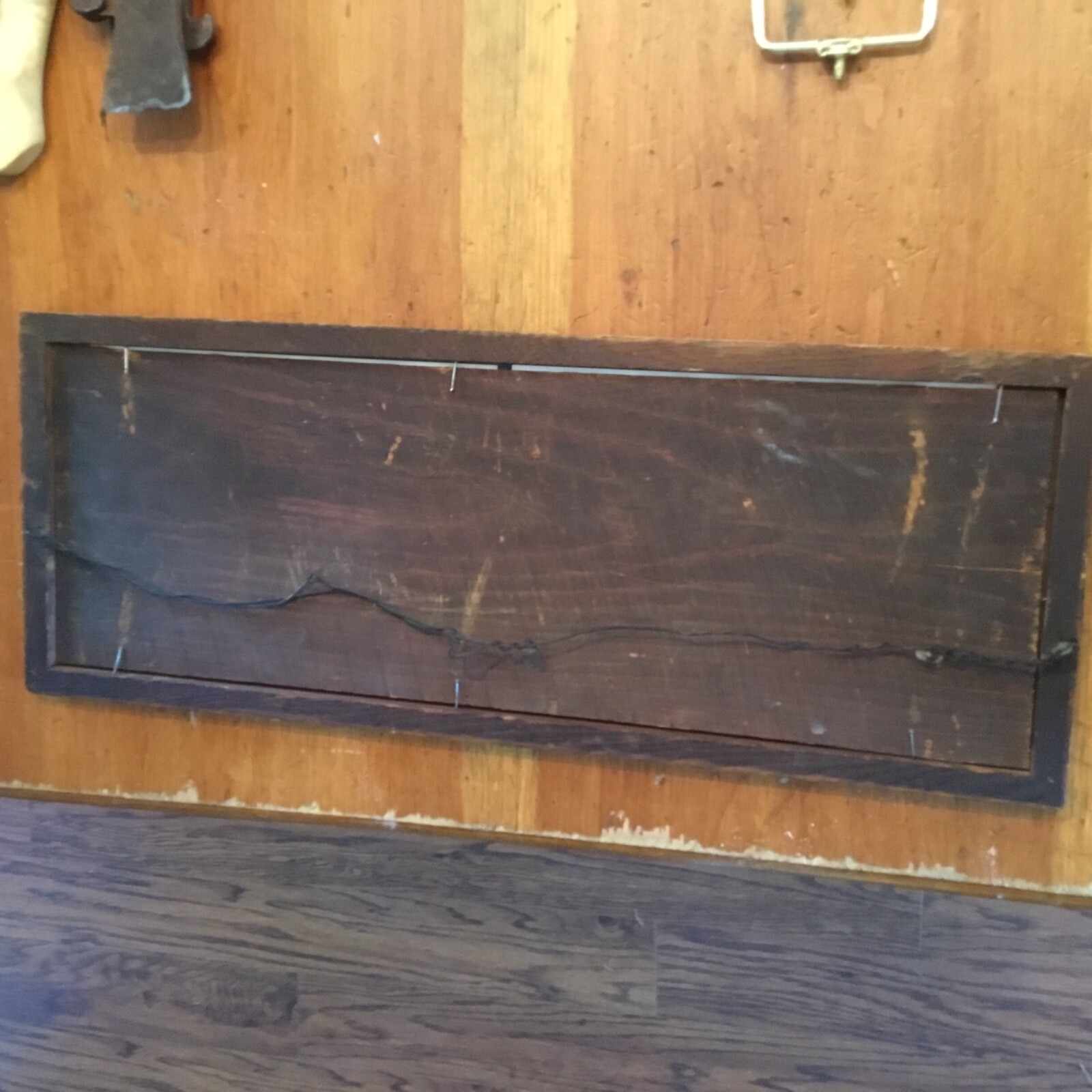 Antique Oak Wood Eastlake Picture / Art frame 26x10 wavy glass