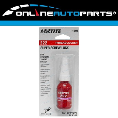 Loctite 222 Super Screw Lock Low Strength Threadlocker 10ml Bottle 22220