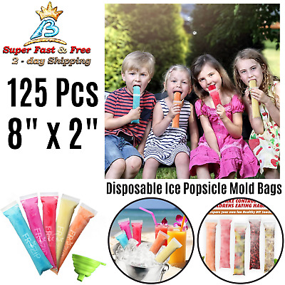 Disposable Ice Cream Candy Popsicle Freezer BPA Free Mold Tube Bags With Funnel