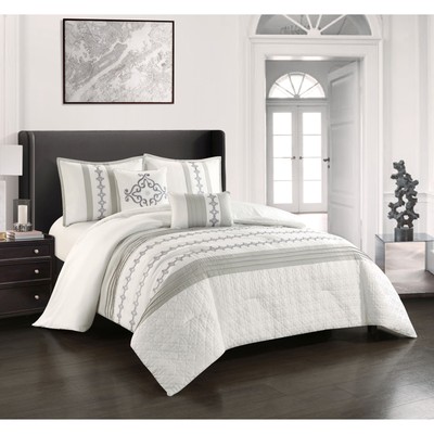 Nanshing Mallorca 5-Piece Glam Comforter Set White/Grey King