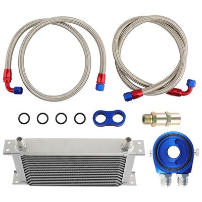 Ölkühler 19 Reihen AN10 Anschluss Set Universal Zusatz Kühlung Oil Cooler 75 mm