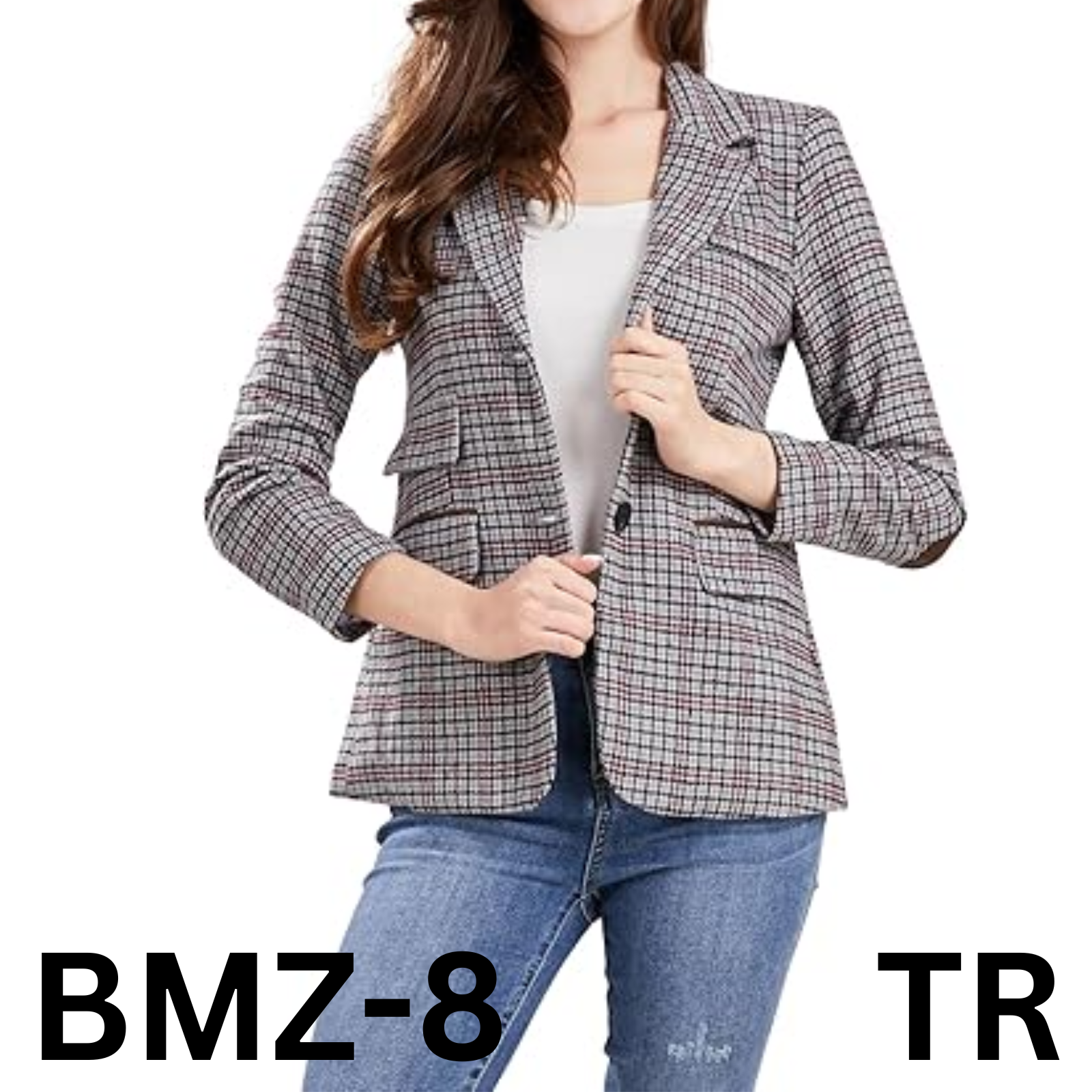 ebossy Women Vintage Nothced Lapel Single Breasted Boyfriend Blazer Suit, Grey M