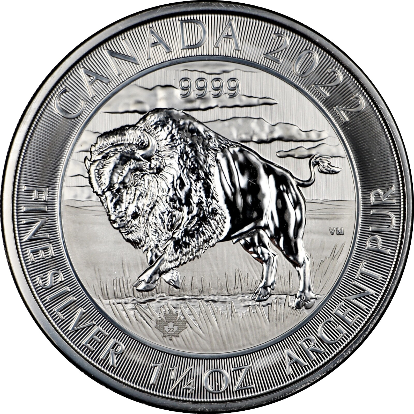 2022 Canada Bison Buffalo 1.25 1 1/4 oz .9999 Silver $8