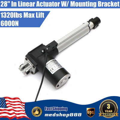 28'' In Heavy Duty 6000N 1320lbs Max Lift Linear Actuator with Mounting Bracket