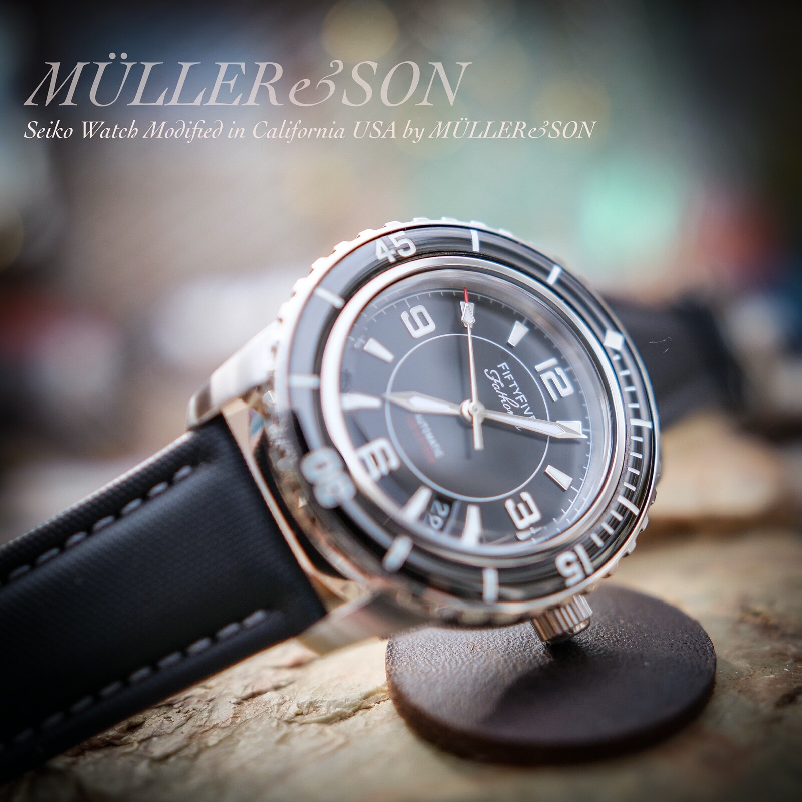 Pre-owned Müller&son Watch "modern Silver Supermod" From Seiko Snzh Fifty Five Fathoms