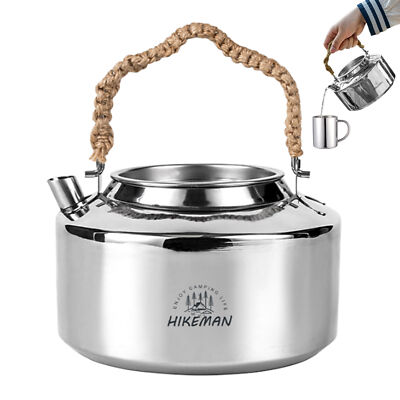 1.2L Camping Teapot Stainless Steel Outdoor Coffee Pot Portable Household Kettle
