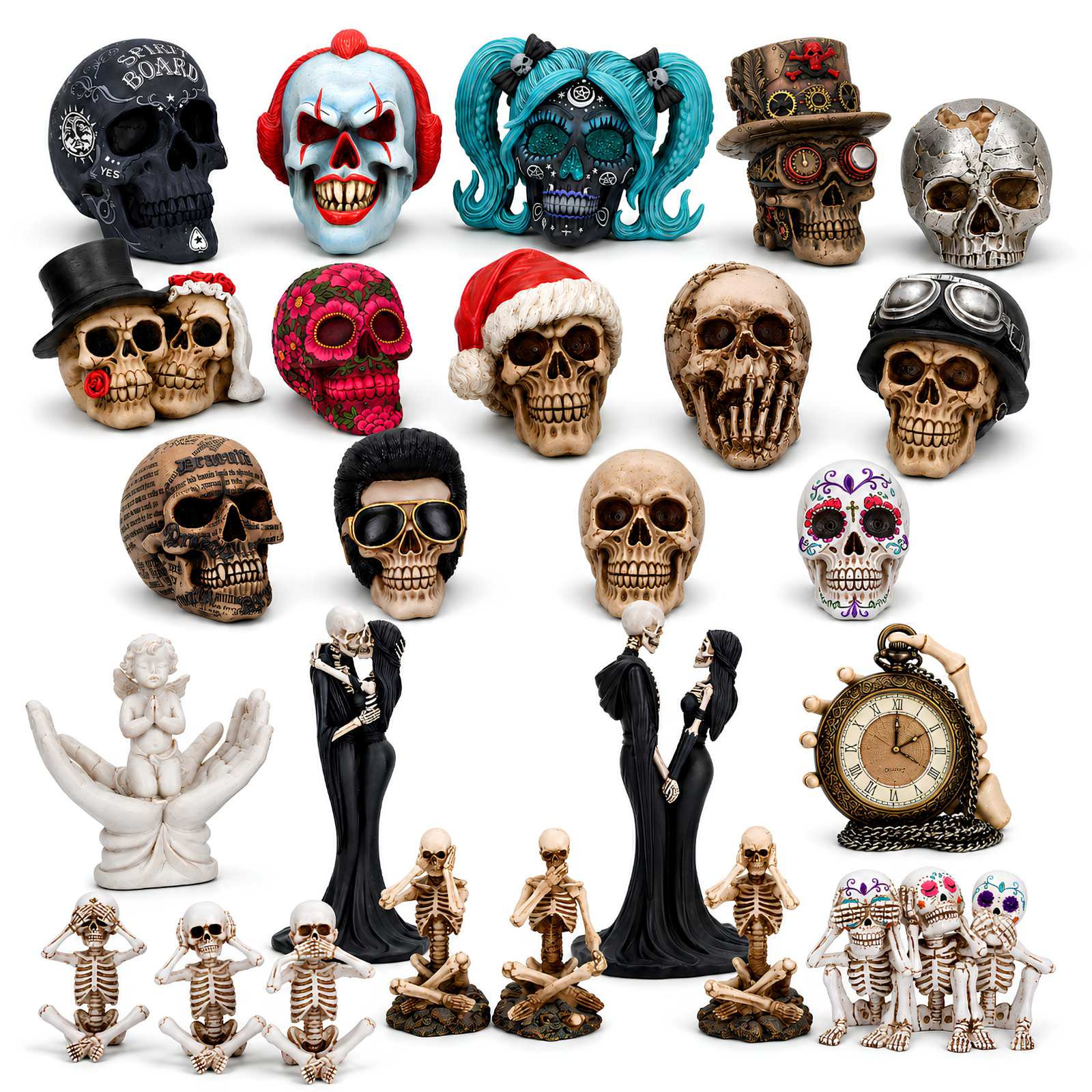 Gothic Skull Skeleton Figurines Collectible Horror Gift Shelf Ornaments Decor