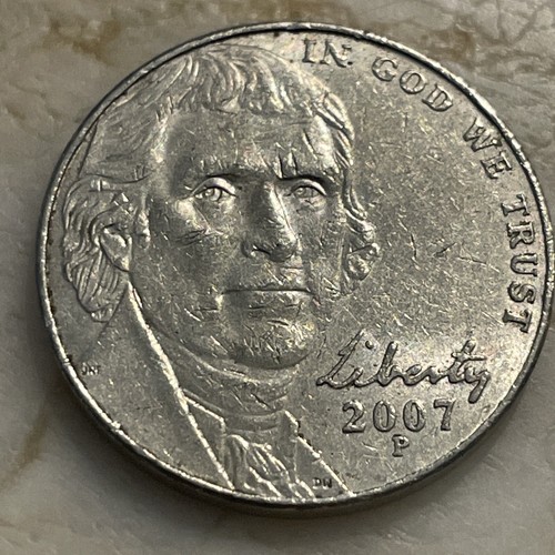 2007 P Jefferson Nickel Five (5) Cent Coin Error Filled “P
