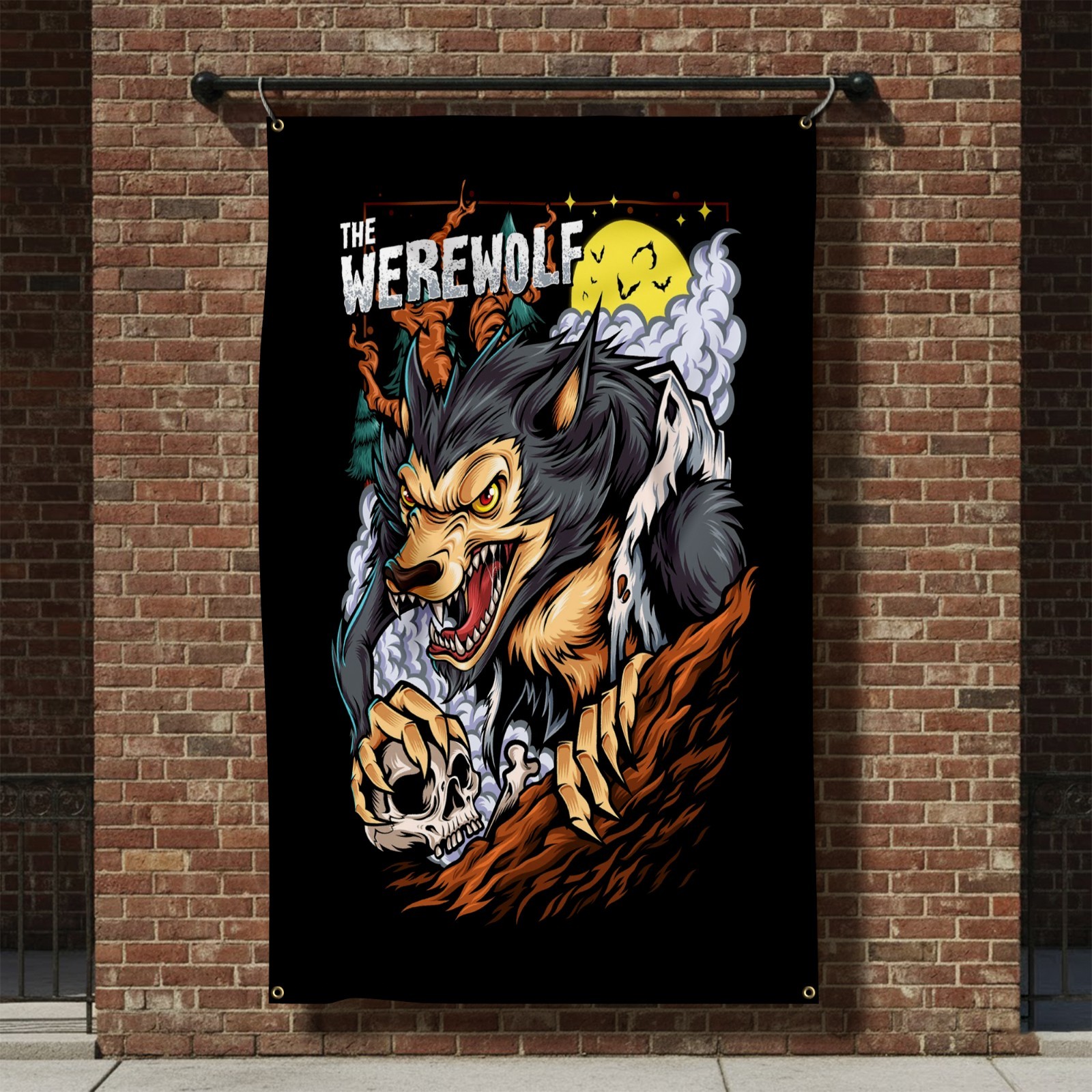 The Werewolf Halloween Flag Banner Outdoor Wall Hanging Party Decor 3x5FT
