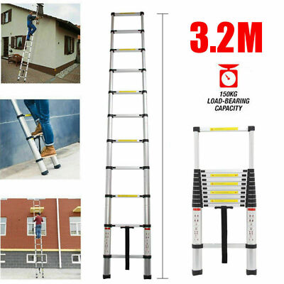 Alu Teleskopleiter ausziehbar 3m-5m Höhe Anlege- Klappleiter 150kg Belastbarkeit