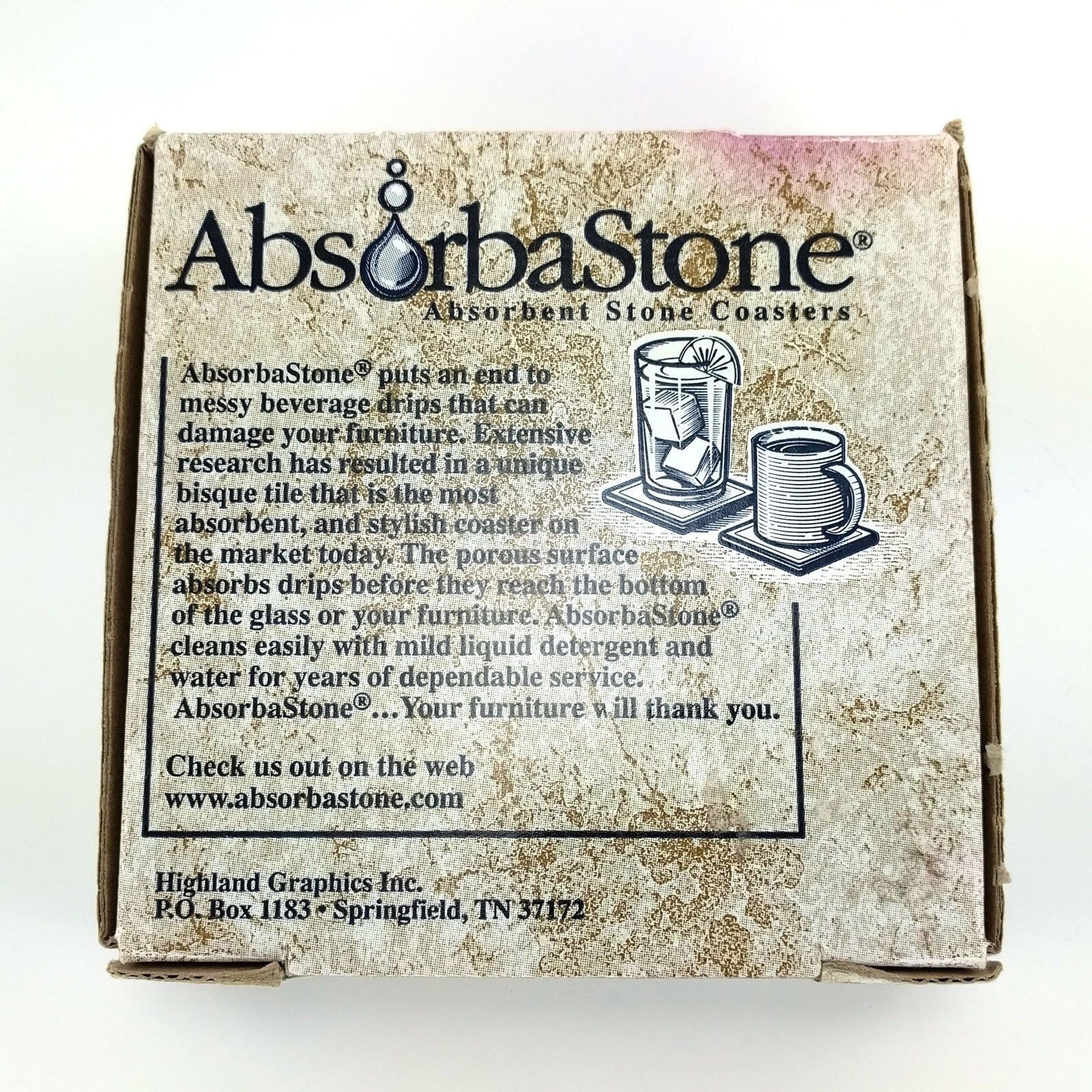 AbsorbaStone Vintage Golf Absorbent Bisque Tile Coasters Set of 4