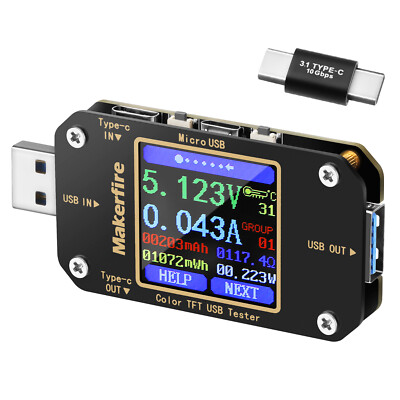 Type-C USB Power Tester Digital Voltmeter Ammeter Volt Amp Bank Meter Multimeter