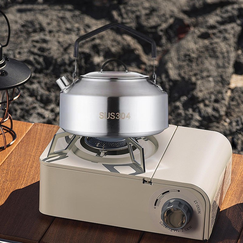 Stainless Steel Tea Kettles Handle Camping Pot Coffee Pot Picnic Cooker 1/1.5L