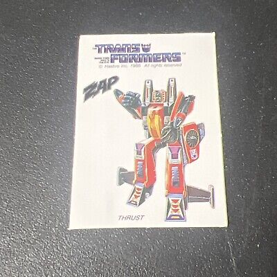 Vintage NOS 1986 Hasbro Transformers Zap Sticker Thrust