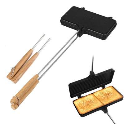 Double Pie Irons, Non-Stick Pie Irons for Camping Iron with 4 Removable Handles