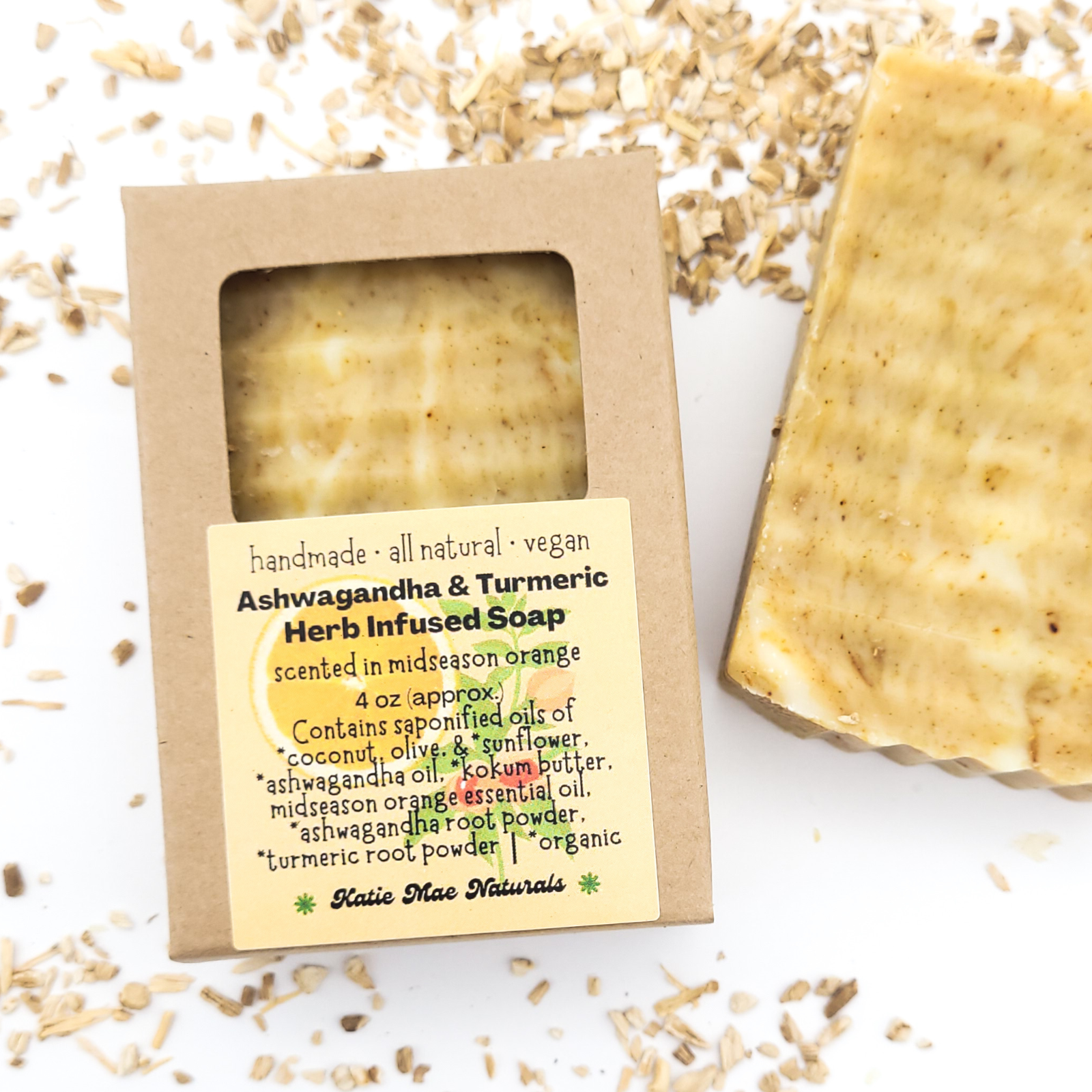 Ashwagandha and Turmeric Herb Infused Soap  Handmade Natural Herbal Soap