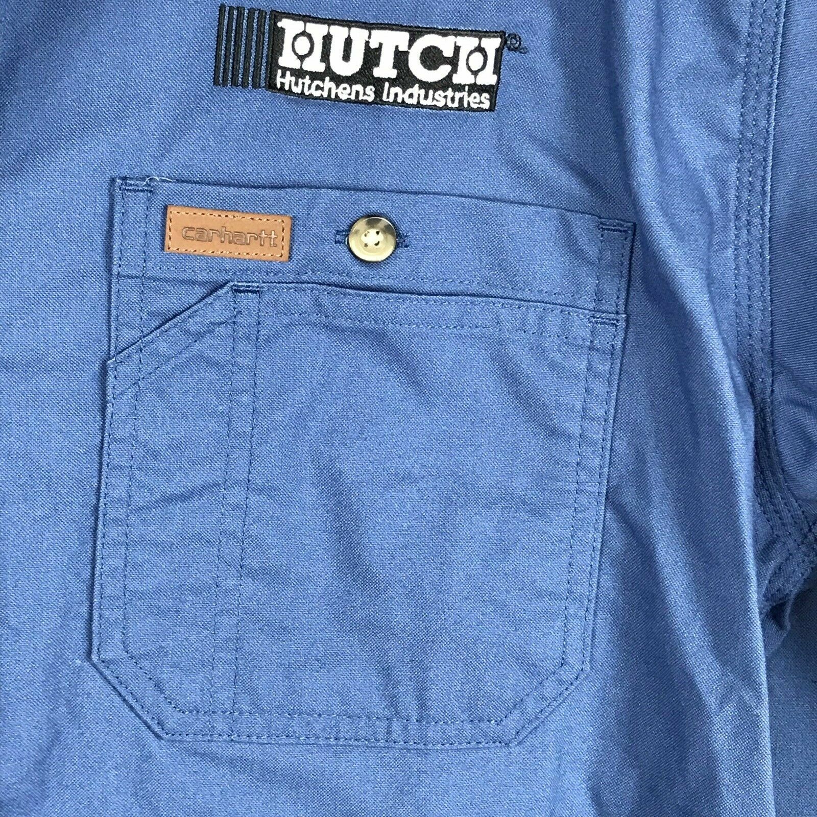 Carhartt Hutchen Industries Mens Size Large Denim Work Shirt  Blue Button Front