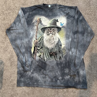 Liquid Blue Gandalf Cat Tie-Dye Shirt Long Sleeve, Brand New, Mens Size 2XL