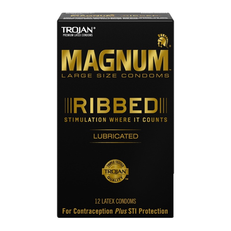 Magnum Ribbed Large Lubricated Condoms - 12 Pack