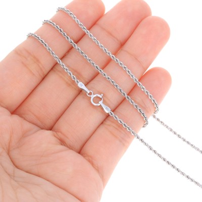 14K White Gold 1.5mm-5mm Diamond Cut Rope Chain Necklace Mens Womens 14"-30"