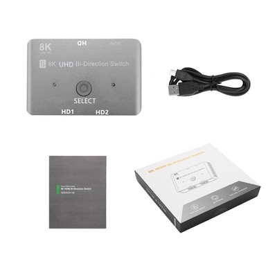 8K HDMI 2.1 Bi-Directional Switcher Splitter 2in1 Out 48Gbps High Speed Selector