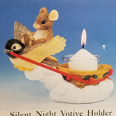 Vtg Charming Tails Figurine Silent Night Christmas Votive Holder Fitz & Floyd