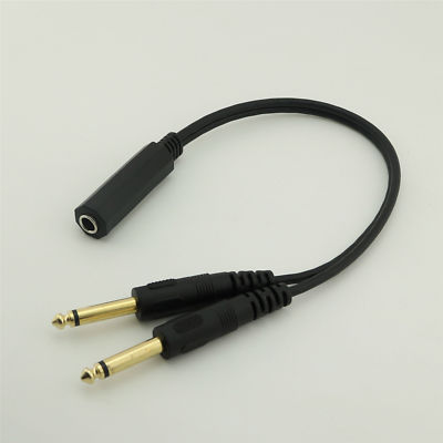 6.35mm 1/4 inch Stereo TRS Female to 2 Dual 6.35mm Mono TS Male Y Splitter Cable