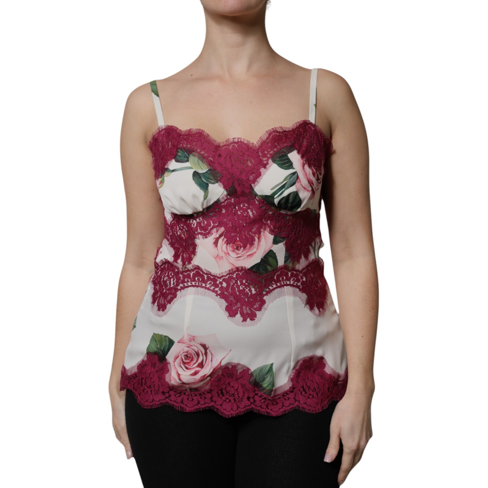 Tシャツ・カットソー DOLCE & GABBANA SATIN LINGERIE TOP WITH LACE Satin lingerie top with lace