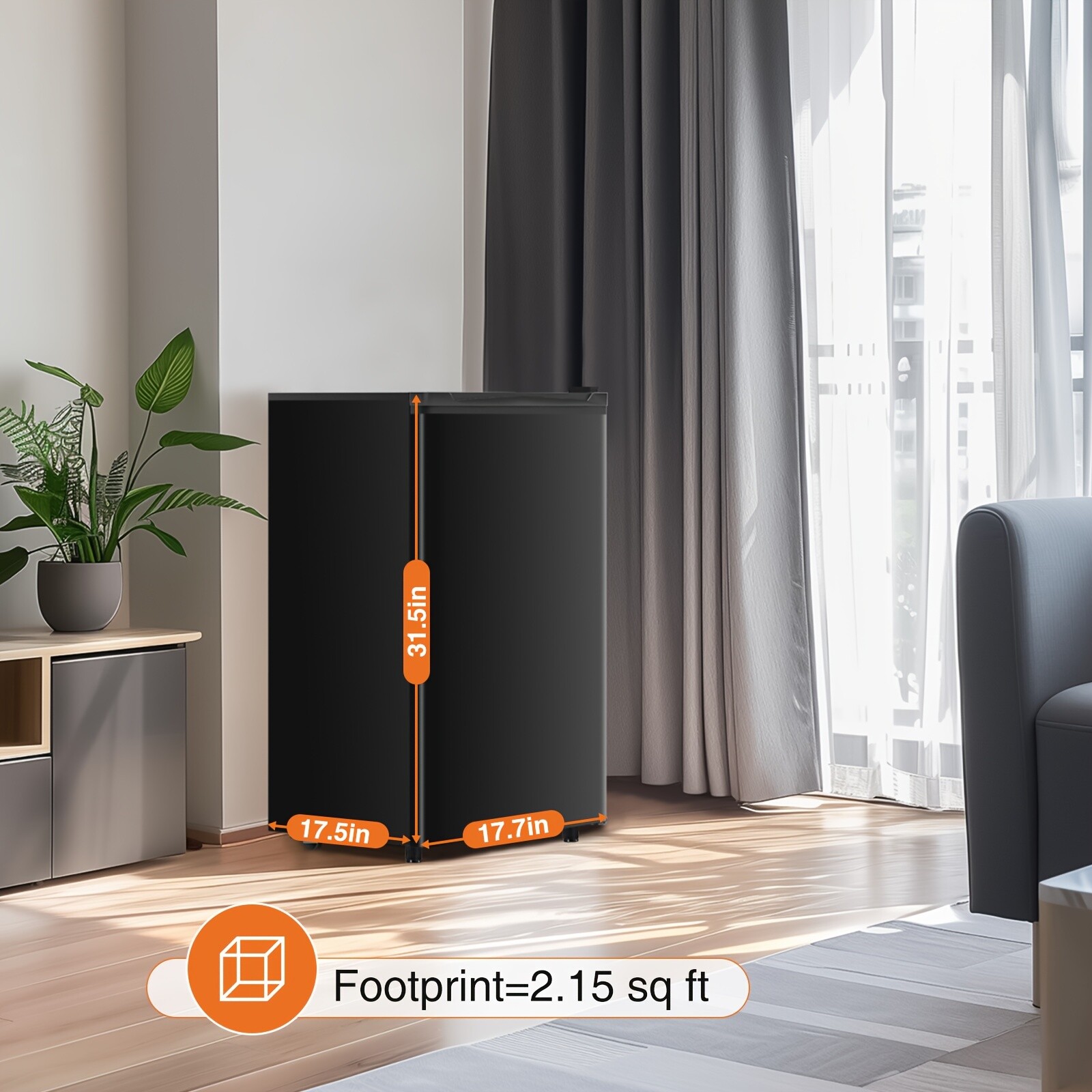 3.2 Cu.Ft Mini Fridge Freezer Compact Energy efficient for Small Living Areas