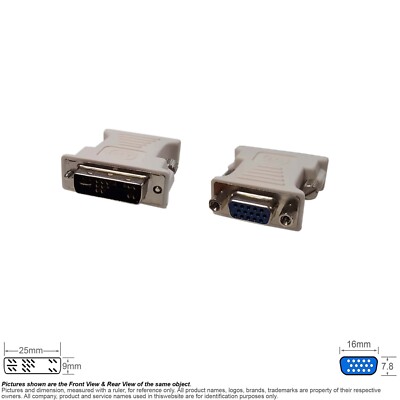 Adapter Video DVI 12 +5 17 Pin Analog Male VGA D-Sub HD 15 Pin HD15 Female