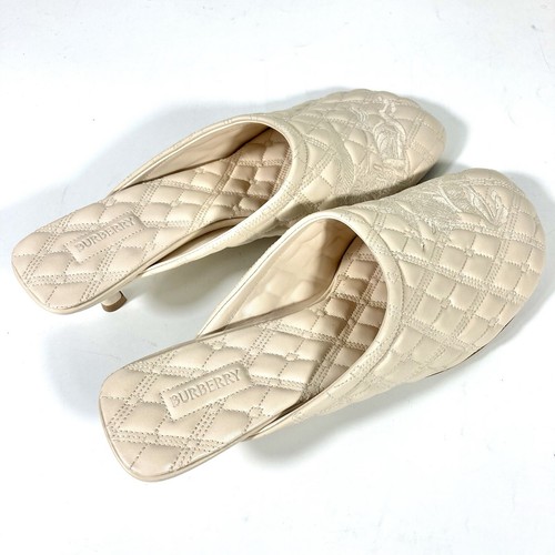 Burberry EKD Leather Baby Kitten Heel Mules Soap Size EU 40