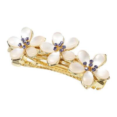 Flower Hair Clips for Women Rhinestone Hair Barrettes Flower Hairpin Purple